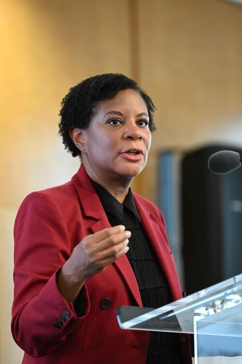 Woman giving presentation