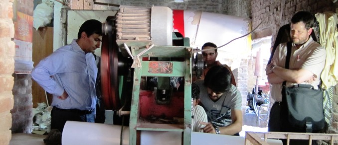 Soccer ball production.